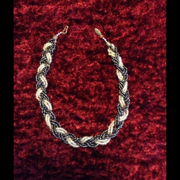 Black And White Beaded Choker