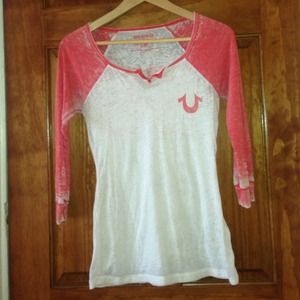 True Religion burnout baseball tee