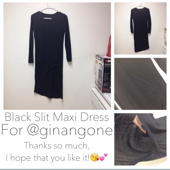 Black Slit Maxi Dress For @ginangone💕