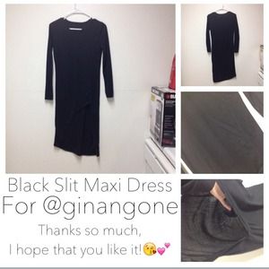 Black Slit Maxi Dress For @ginangone💕