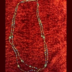Multi Colour Glass And Hematite Necklace