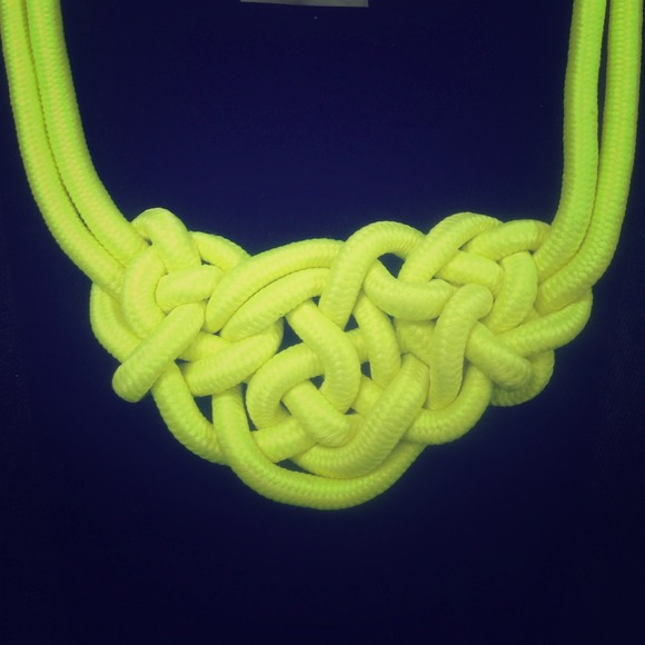 Neon yellow knot necklace