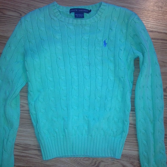 Mint Green Ralph Lauren XS Cable Knit Sweater