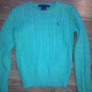 Mint Green Ralph Lauren XS Cable Knit Sweater