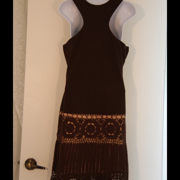 SOLD - Brown dress with crochet bottom - Picture 2 of 2