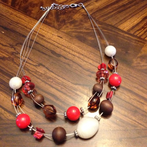 Red Orange Beaded Necklace