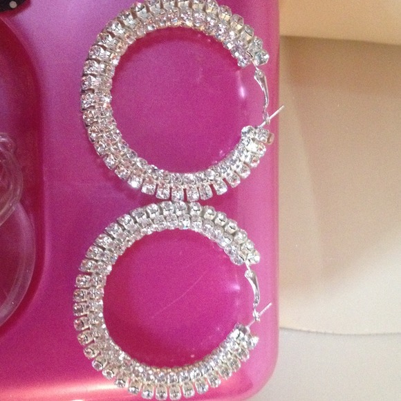 Blinged out hoop earrings