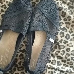 Black crochet toms