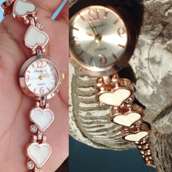White&Gold Heart Link Watch