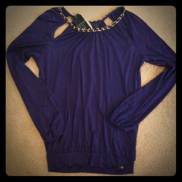 New With Tags Guess XS Gwen Top- ROYAL AMETHYST