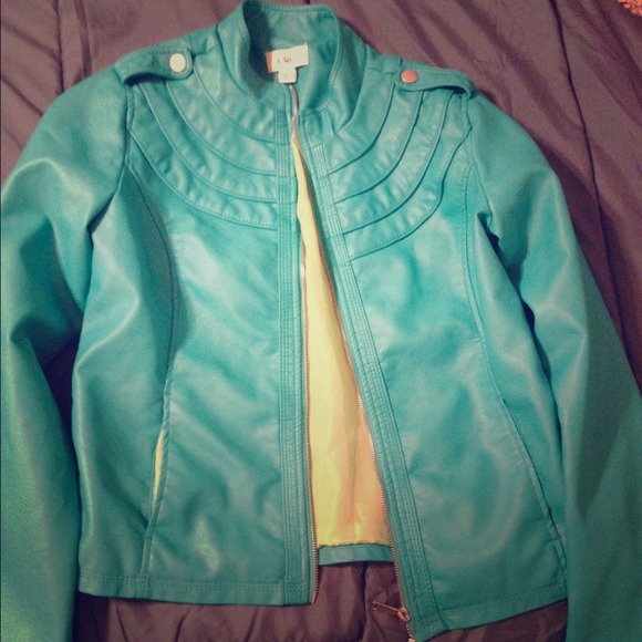 Teal Faux Leather Jacket