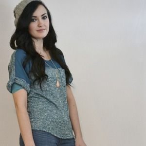 Sea green sheer and knit top