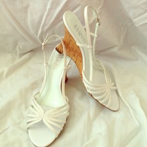 Franco Sarto white wedge sandals