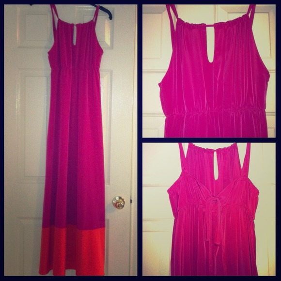 Old Navy Dresses & Skirts - Old Navy Hot Pink&Orange Colorblock Maxi Dress