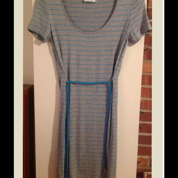 Blue and gray striped summer dress - Picture 1 of 1