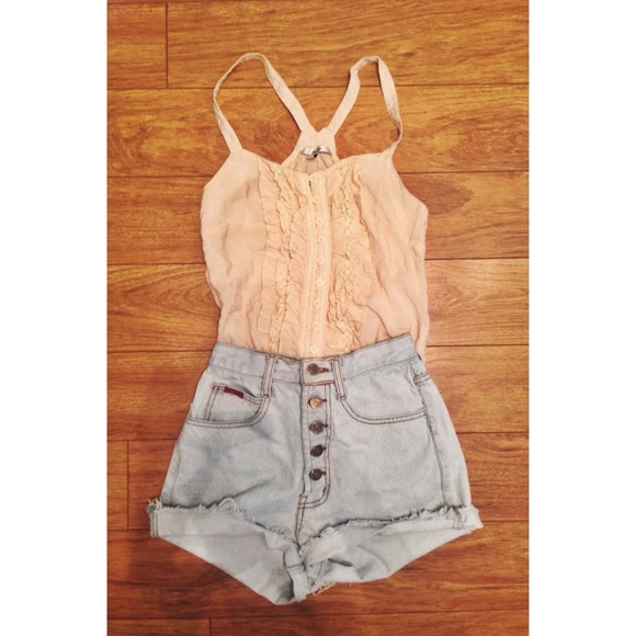 Cream top with ruffle detailing