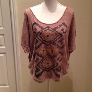 Brown top with cooper jewel accents