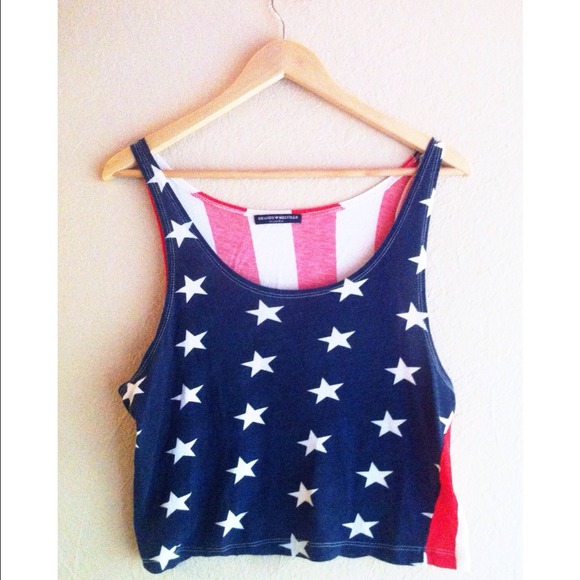 Brandy Melville American Flag Crop Top