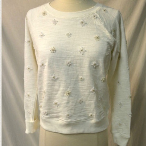 Sold---j crew jeweled ivory sweatshirt