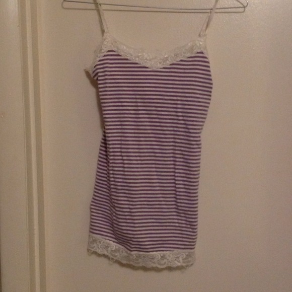 SOLD Purple and white stripped lace cami