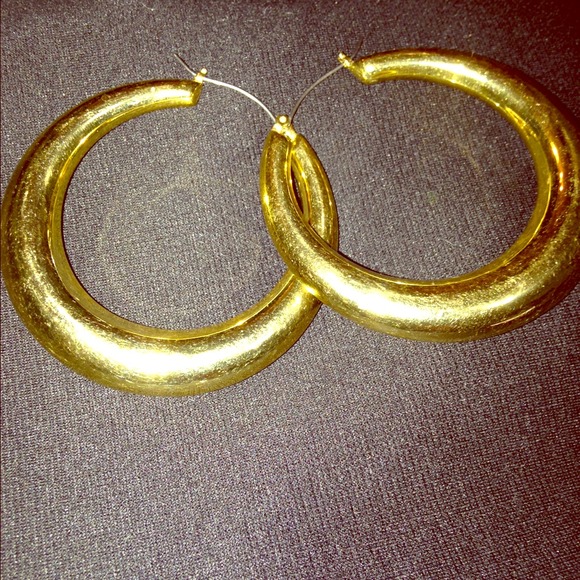 Betsy Johnson gold hoop earrings!  Sorry, no box.