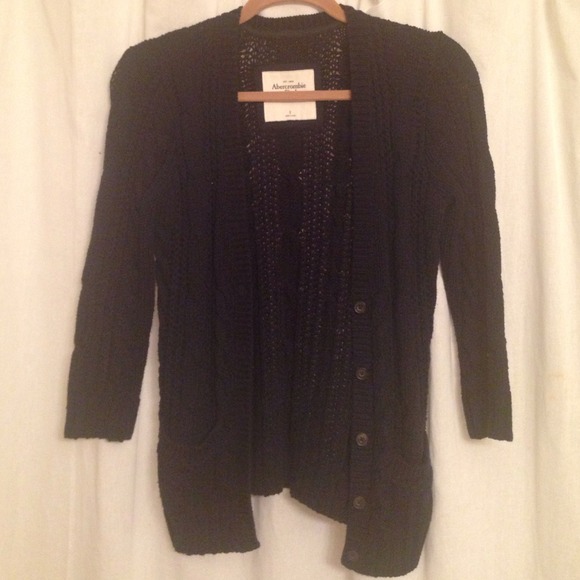 Abercrombie and Fitch 3/4 length navy sweater.