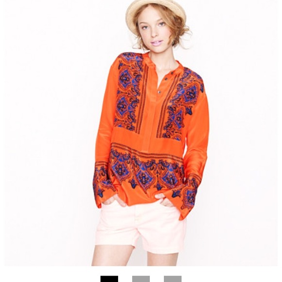 Sold on ebay j crew red paisley tunic xs