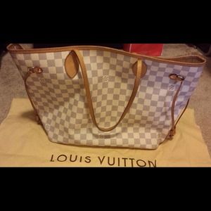 100% Authentic Neverfull MM Damier azur