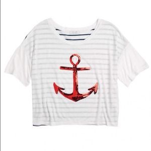 Sequin stripe anchor tee