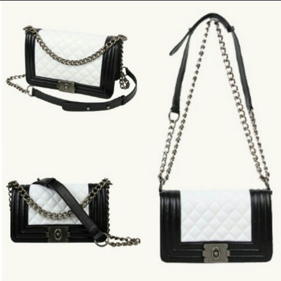 Ingrid Quilted Small Leather Bag Black And White
