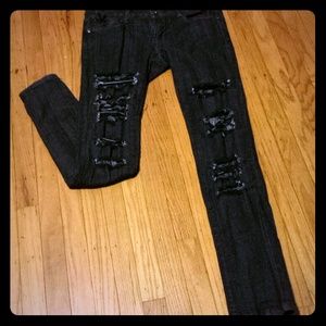Jeans - Black jeans ripped with lace size 9 Jeans - Black jeans ripped with lace size 9