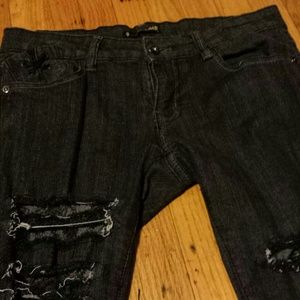 Jeans - Black jeans ripped with lace size 9 Jeans - Black jeans ripped with lace size 9