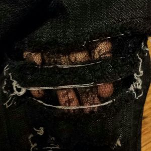 Jeans - Black jeans ripped with lace size 9 Jeans - Black jeans ripped with lace size 9