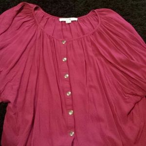 Pleated Flowy Fucia Blouse