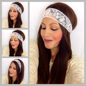 Bohemian beaded sequin floral lace headband