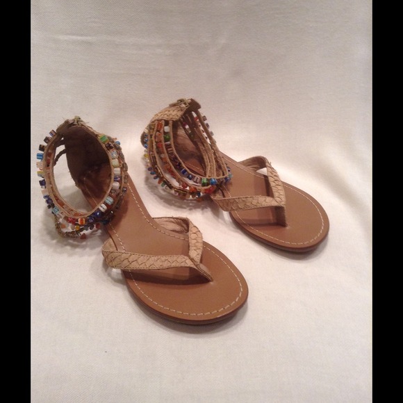 SOLD IN BUNDLE Beaded Ankle Strap Sandals. NWOT - Picture 2 of 3