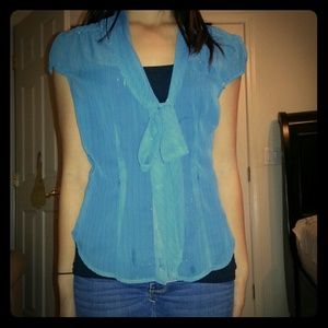 Turquoise cap sleeve blouse