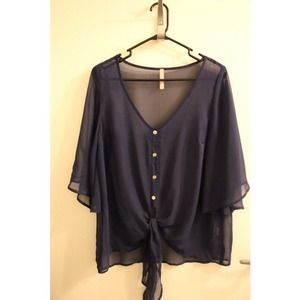 Navy sheer blouse