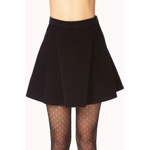 Black Corduroy Skater Skirt