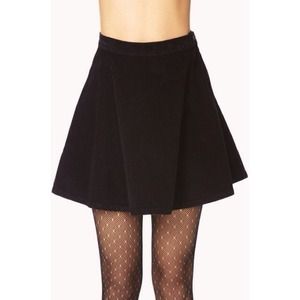 Black Corduroy Skater Skirt