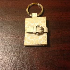 Coach Monogram white picture frame Fob (key chain)
