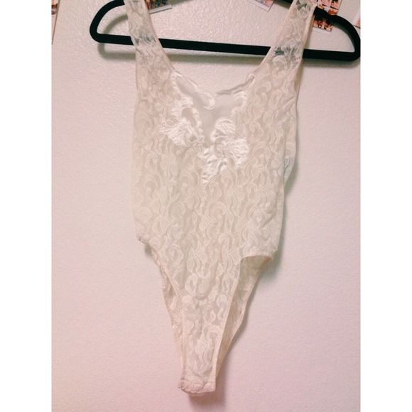 White lace leotard