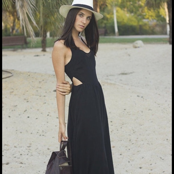 Zara Dresses | Black Long Maxi Dress With Side Slits Xs | Poshmark
