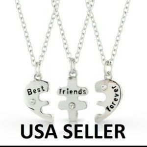 3 part best friends forever necklace split mom son