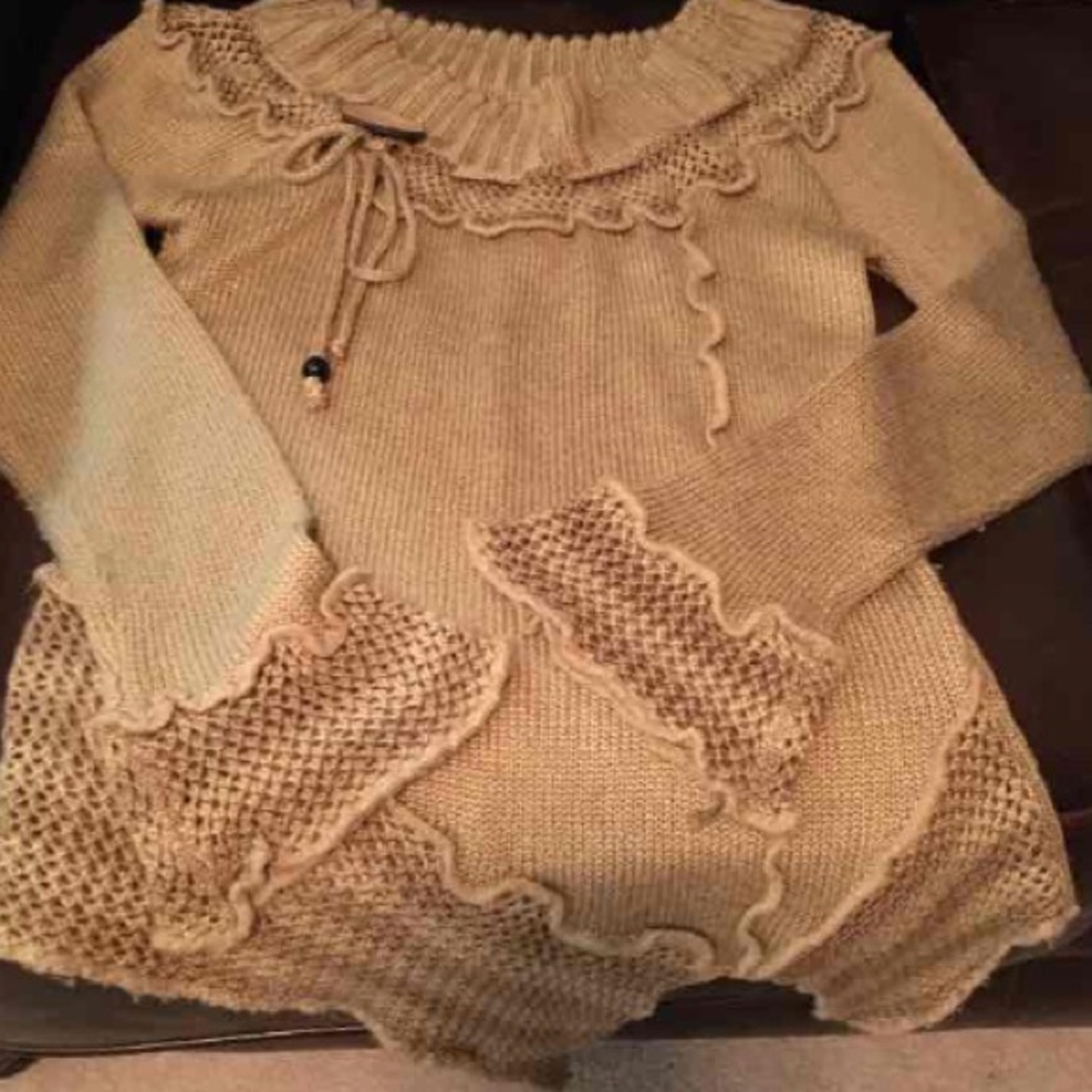 Boho Knit Peasant Sweater.  Size Medium