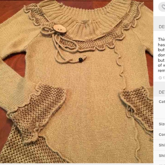 Boho Knit Peasant Sweater.  Size Medium - Picture 2 of 4