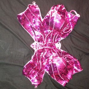 Hot pink sequin butterfly halter top