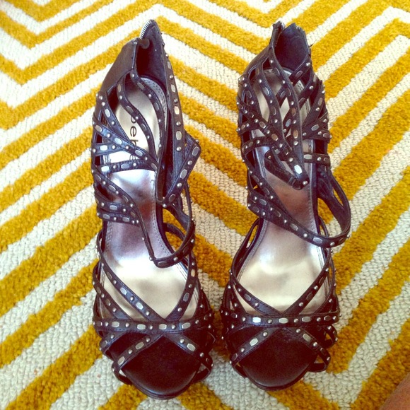 Six inch Bebe strappy heel with zipper ...