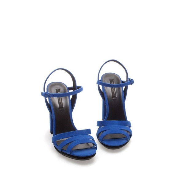 💙Zara Blue Suede Leather Platform Sandals Strappy