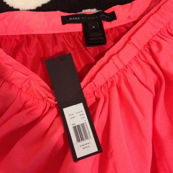 Marc by Marc Jabobs Neon Coral Draped Skirt - Picture 2 of 4
